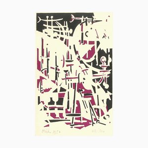 Mirko Basaldella, Invitation with Lithograph,Lithograph, 1952