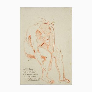 Unknown, Anatomical Study, Oil Pastel Drawing on Paper Signed Schiavetto, 1946