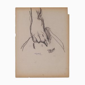 Georges Gobo, Study of A Hand Carrying A Bag, Drawing, Early 20th Century