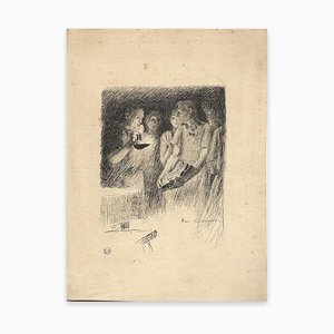 Auguste François-Marie Gorguet, Figures, Pen Drawing, Early 20th Century