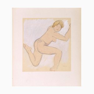 Anna Bass, donna nuda sdraiata, acquerello, inizio XX secolo