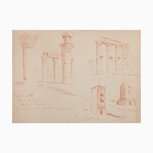 Sconosciuto - Architecture - Original Sanguine Pastel on Paper - 19th Century