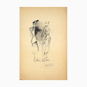 Andrè Wal, Fashion Figure, Lithograph, 1940s