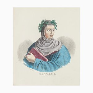 Dolfino, Portrait of Giovanni Boccaccio, Lithograph by Dolfino, 19th Century