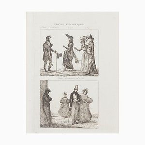 Desconocido - Paris Costumes - Litografía original - 19th century