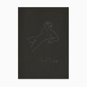 Jean Boullet, Man Lying Naked, Lápiz, Mid-20th Century