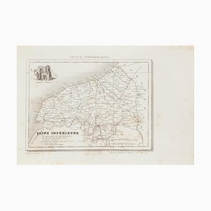 Carte de Seine - Gravure à l'Eau-Forte, 19ème Siècle