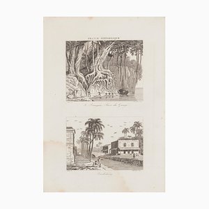 Rives Du Gange und Pendichéry - Lithographie - 19. Jahrhundert