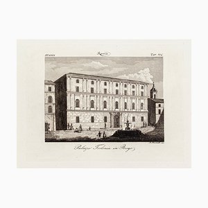 Acquaforte originale di Alessandro Lescano - Borgo Palazzo Torlonia - XIX secolo