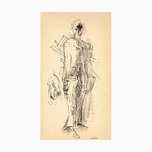 Inconnu - the Painter - Original China Ink - Mid-20th Century