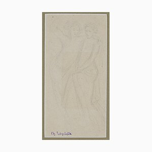 Charles Laudelle - Two Figures - Lápiz original en papel - principios del siglo XX