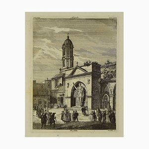 Luigi Rossetti - Iglesia de Barletta - Aguafuerte original - Década de 1880