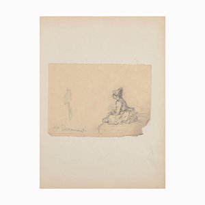 Inconnu - Figurine - Crayon Original sur Papier Après Gh De Beaumont - Début 20ème Siècle