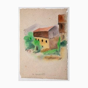 Pierre Segogne - Case di campagna - Acquarello su carta - anni '50