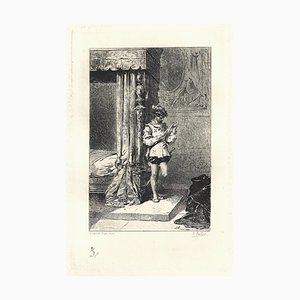 Emile Boilvin - the Gant im Bett - Original Radierung - 1882