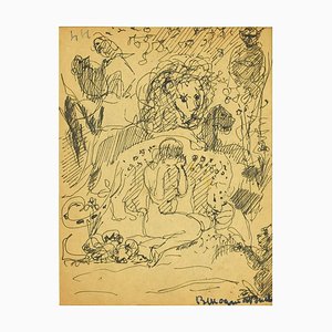 Mogniat-Duclos Bertrand - Nude - Original Pen on Paper - Mid-20th Century