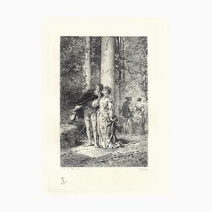 Acquaforte - 1882 di Emile Boilvin - L'Audacieux et la Timide