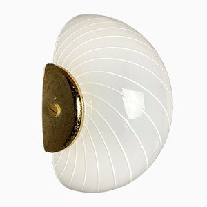 Weiße Vintage Murano Wandlampe aus Swirl, 1970er