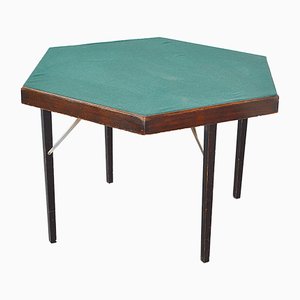 Tavolo da gioco pieghevole esagonale di Fratelli Zari Milano, anni '50