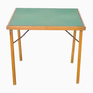 Italian Wood & Fabric Game Table, 1960s