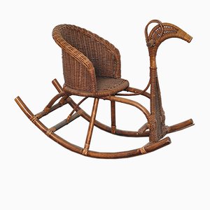 Rocking Chair / Cheval d'Enfant en Rotin, 1950s