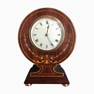 Antique Edwardian Mahogany Inlaid Mantle Clock