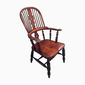 Large Victorian Antique Hoop Back Broad Arm Chair