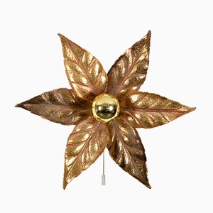 Willy Daro Style Brass Flower Sconce from Massive Lighting, 1970s