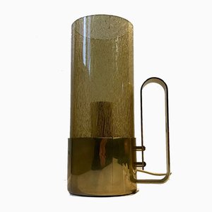 Swedish Brass & Smoked Glass Table Lamp by Nya Ôia, 1970s