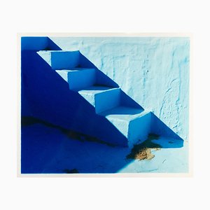Steps, Zzyzx Resort Pool, Soda Dry Lake, California - Minimal Blue Photograph, 2002