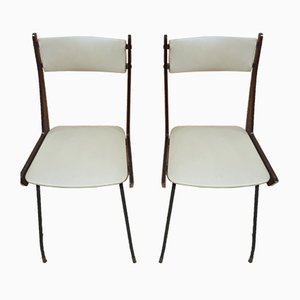 Chaises de Salon Boomerang Modernes en Fer et en Bois, Italie, 1960s, Set de 2