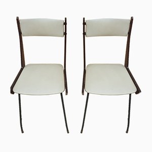 Italian Modern Iron & Wood Boomerang Dining Chairs, 1960s, Set of 2