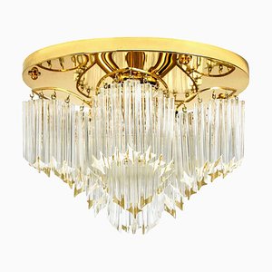 Triedri Crystal Gold-Plated Flush Mount from Venini, Italy