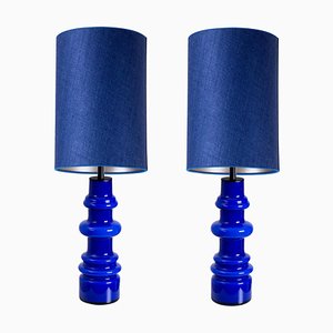 Table Lamps from Holmegaard with New Silk Custom Made Lampshades René Houben, Set of 2