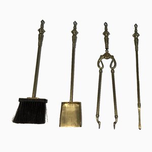 Brass Fireplace Tools, France, 1970s
