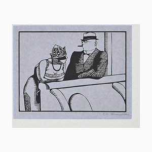 Hermann-Paul, The Conversation, Woodcut, 1920s