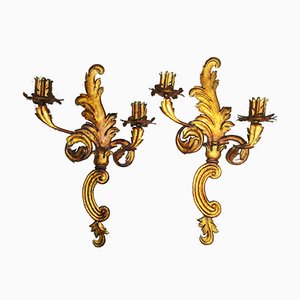 Golden Sconces, 1920s, Set of 2