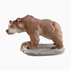 Grande Figurine d'Ours en Porcelaine Peinte à la Main, 1930s, Tchécoslovaquie