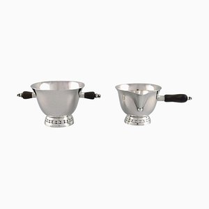 Set da zucchero / crema in argento con manici in ebano di Georg Jensen