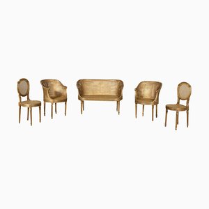 Neo-Classical Style Gilt Living Room Suite, Set of 5