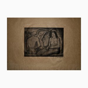 Carlo Carra, Amanti (Lovers), Etching, 1927
