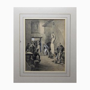 Edoardo Matania, Garibaldi in Südamerika gefoltert, Tinte und Tempera, 20. Jahrhundert