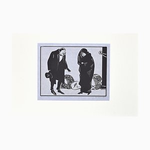 Hermann-Paul, The Widow, Woodcut Print, 1925