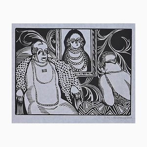 Hermann-Paul, The Meeting, Woodcut Print, 1925