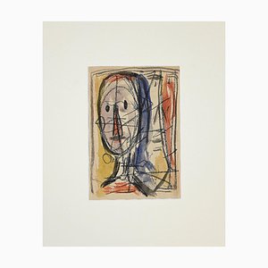 Frick Mueller, Portrait, Mixed Media on Paper, Late 20th Century