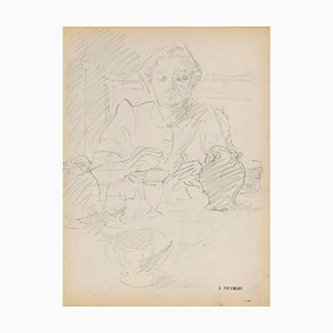 Serge Fontinsky, Portrait, Pencil, Mid-20th Century