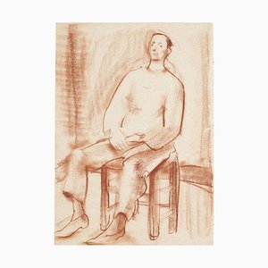 Inconnu, Portrait d'Homme, Dessin sur Papier, Moyen-20ème Siècle