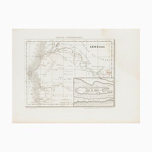 Inconnu, Carte Antique du Sénégal, Gravure, 19ème Siècle