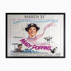Póster de cine británico Mary Poppins, años 70