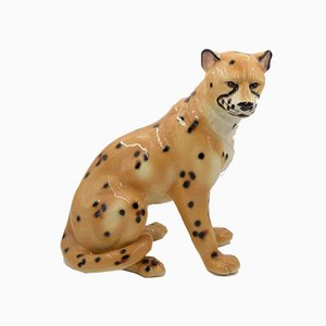 Italienische Keramik Cheetah Skulptur, 1970er